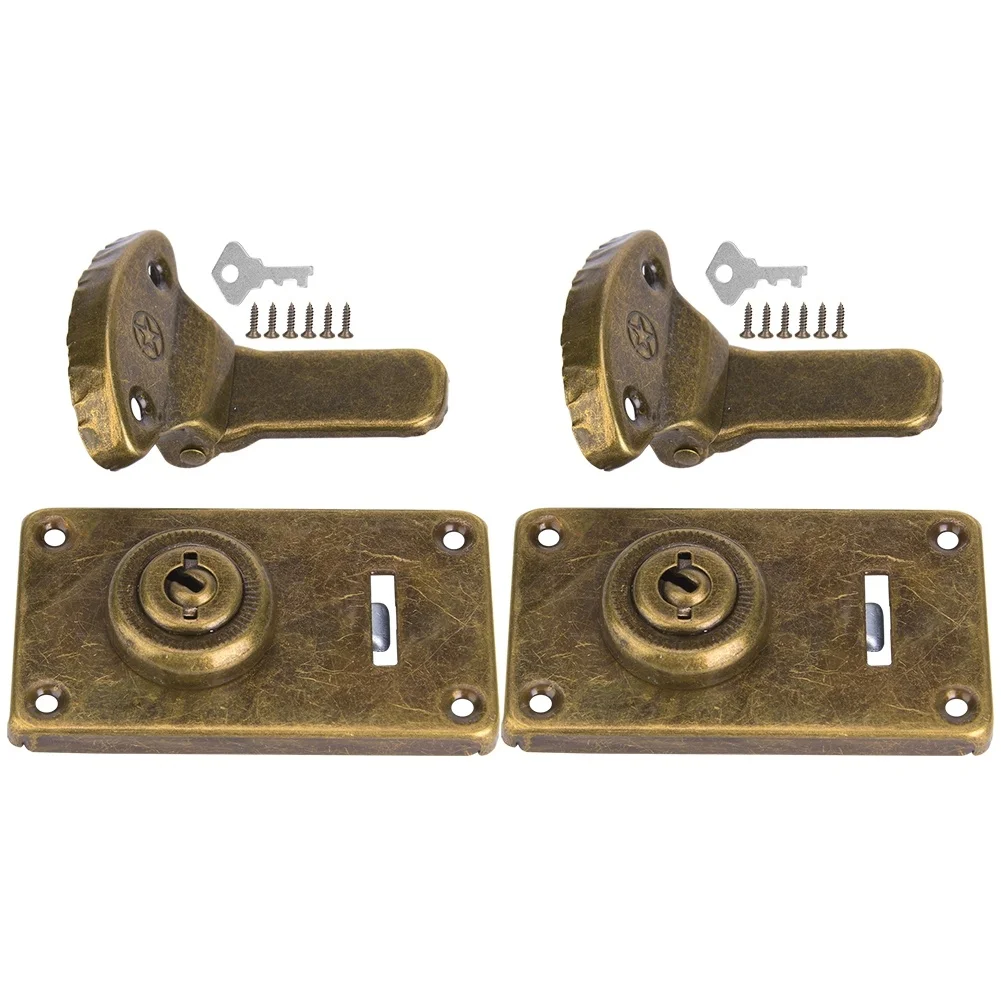 2Pcs Wooden Box Hasp Buckle Antique Hardware Fastener Fitting Furniture Accessories