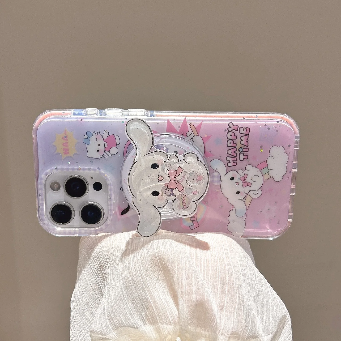 

Cute Cartoon Sanrio Hello Kitty Y2K Magnetic Bracket Mobile Phone Case for IPhone 16ProMax 16 15 14 13 ProMax Phone Case