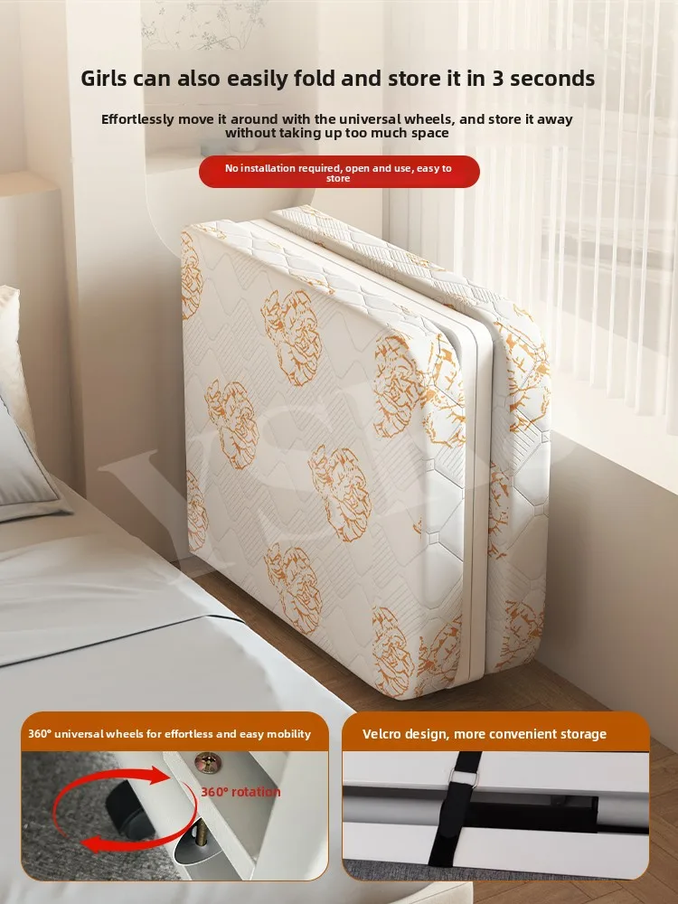 Zml household patchwork bed lunch nap bed handy gadget simple single bed reinforcement