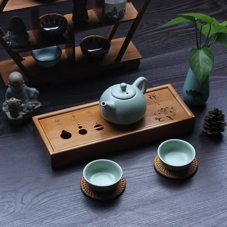 Natural Wood Bamboo puer Tea Tray,Kung Fu Tea set room Board table Chinese traditional culture ceremony tools Tea Set