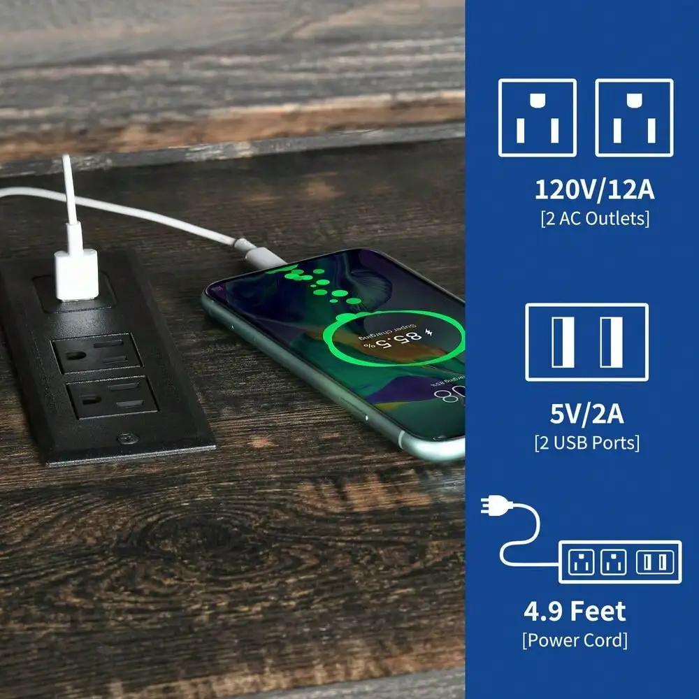 Suporte de TV com luzes LED e tomadas de energia para centro de entretenimento de 70/65/60 polegadas