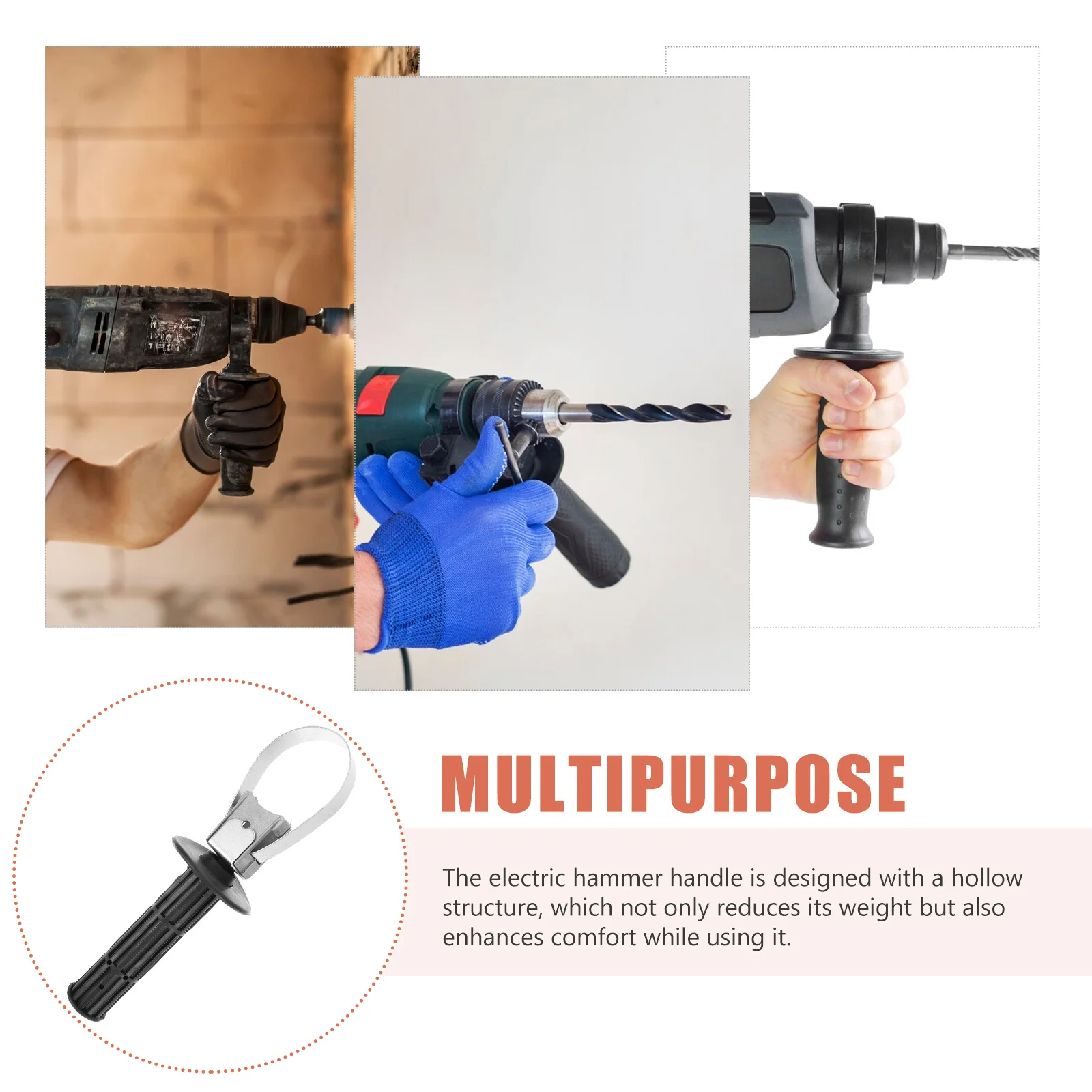 

Impact Drill Handle Replacement Auxiliary Handle For Electric Hammer Impact Drill Metal Plastic Front Grip Tool Accessory