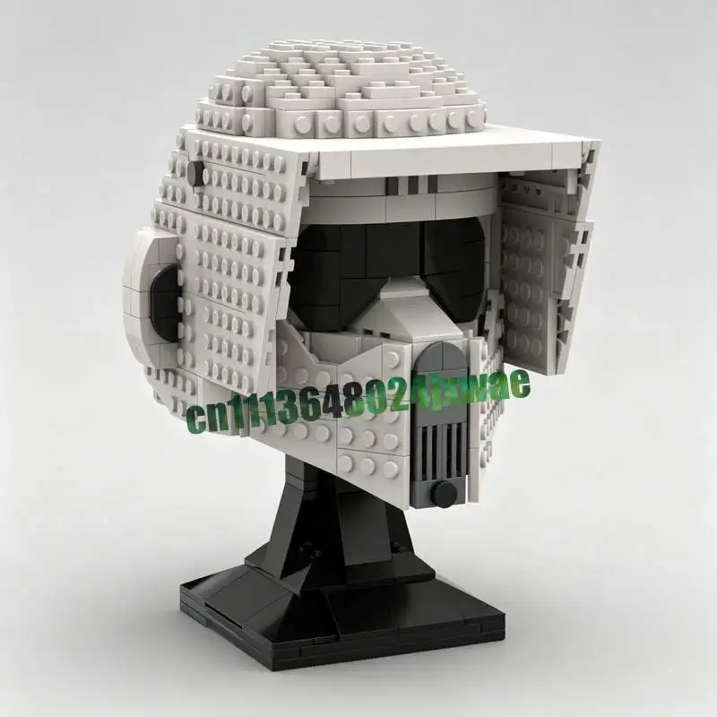 653 Parts Sci-Fi Helmet MOC Model Custom Puzzle DIY Assembly Building Blocks Toy Collection Educational Creative Display Gifts