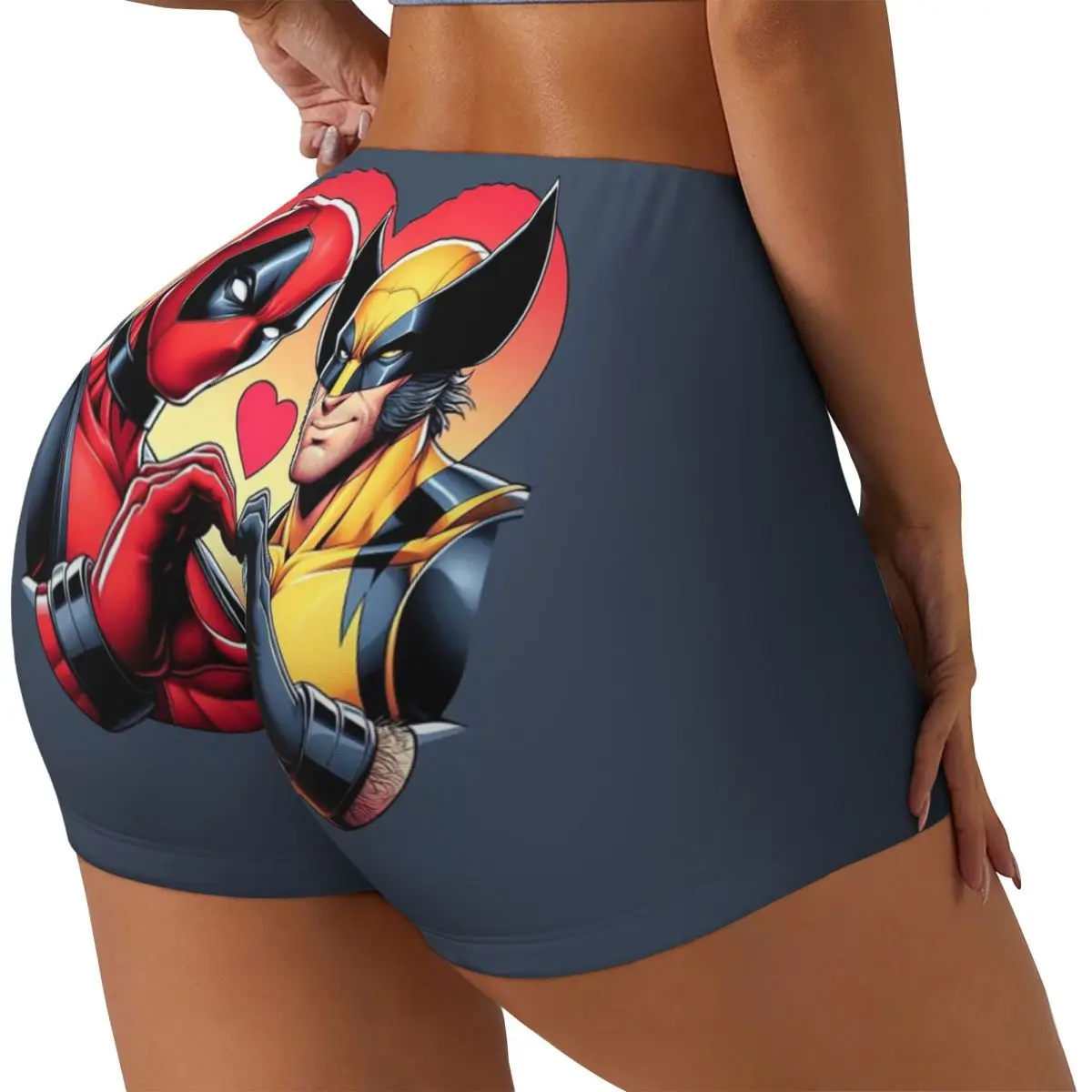 Shorts de treino personalizados para mulheres, Deadpool e Wolverine, melhores amigos, ginásio, voleibol, motociclista, ioga