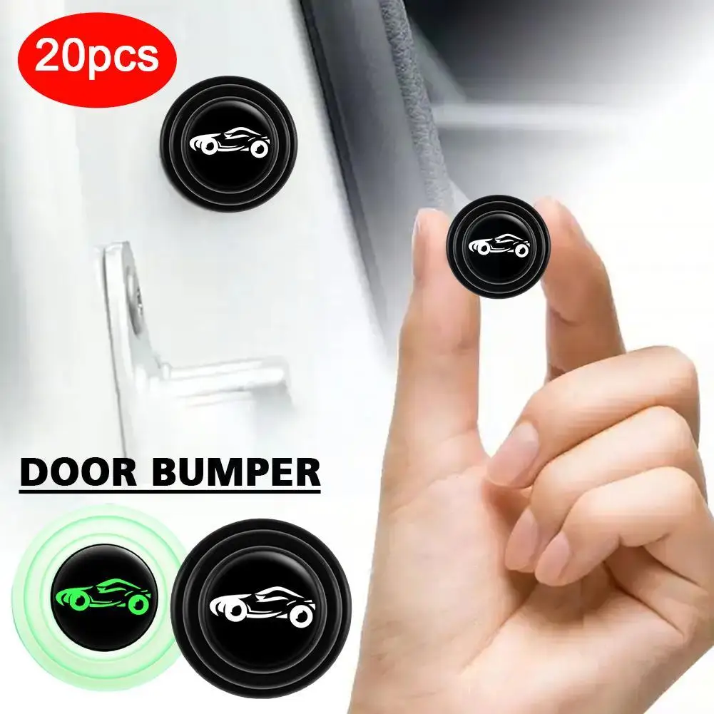 20pcs Car Door Anti-shock Silicone Pad Luminous Absorbing Insulation Shockproof Trunk Mat Gasket Sticker Cushion Sound Thic U7Y2