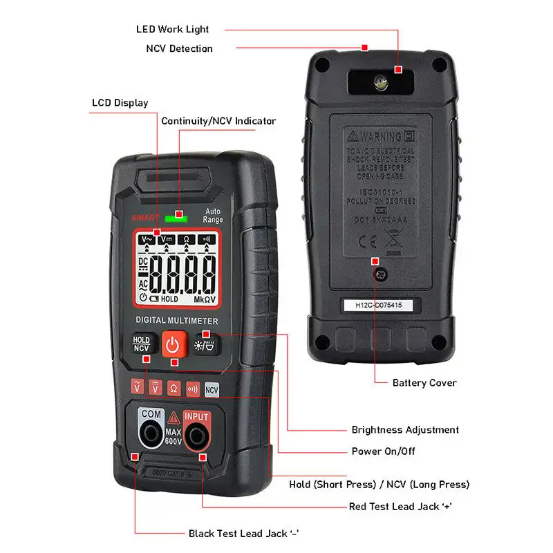 AN109 Portable Digital Smart Multimeter High-precision Intelligent Anti-burn NCV on-off AC/DC Voltage Electrician Repair Tools