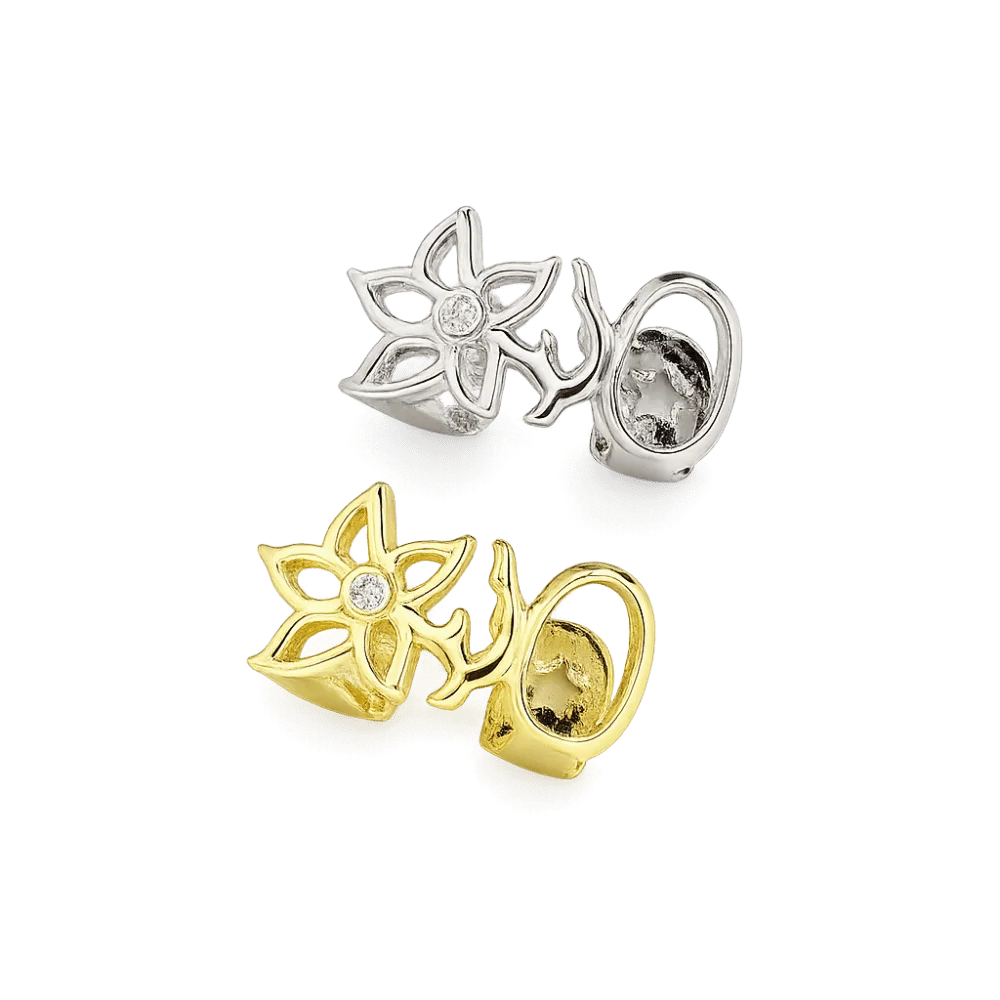 Glossy Finish Double Hollow Flower Grillz Silver Vintage Teeth Grillz Copper Gold Irregular Shape Tooth Grills Party