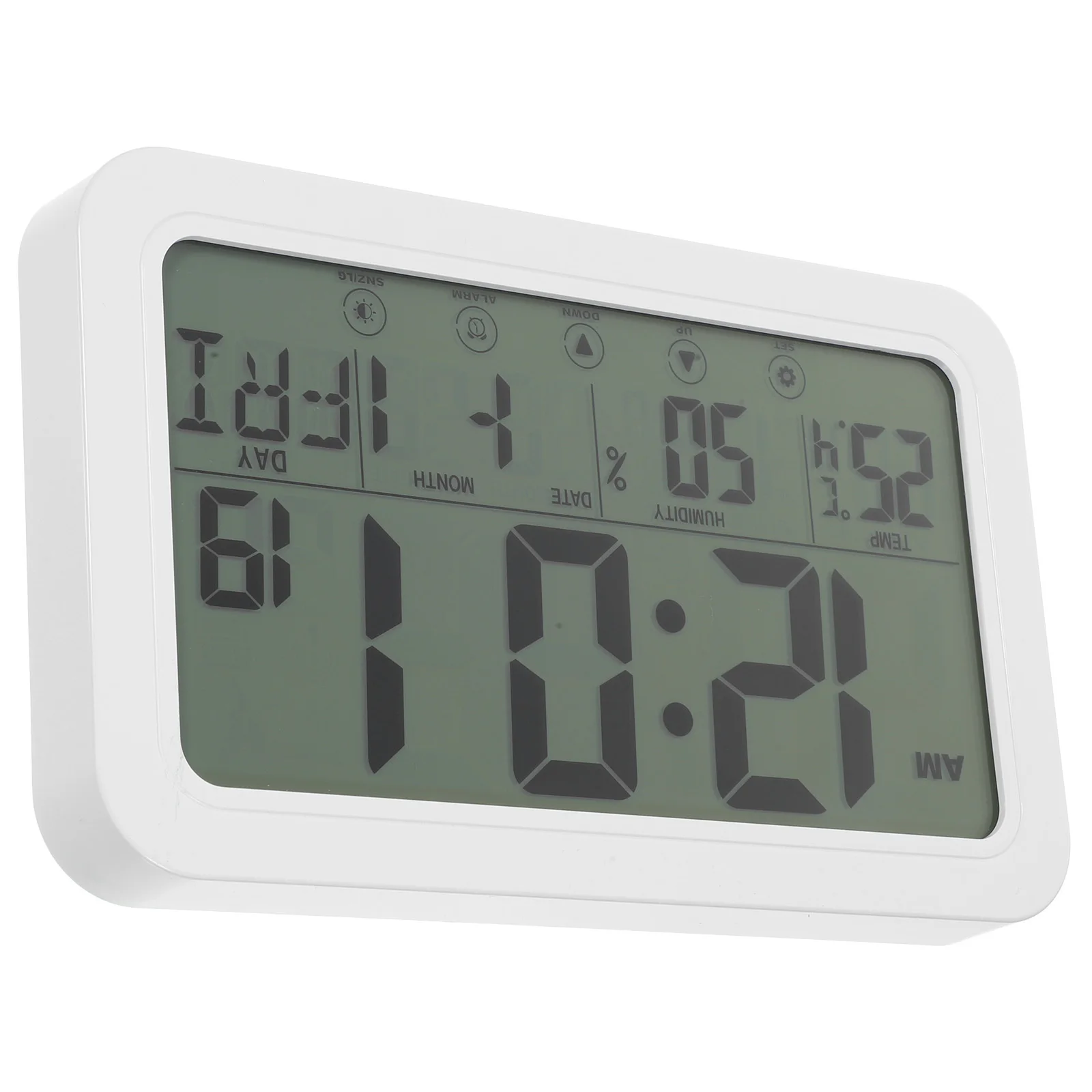 

1pc Desktop Temperature Humidity Clock Calendar Lcd Digital Alarm Large Screen Electronic Timepiece For Home Office Bedroom