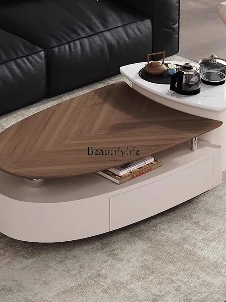 *طاولة قهوة حديثة وبسيطة من خشب الجوز، شقة منزلية صغيرة، غرفة معيشة، طاولة شاي كونغ فو فاخرة متعددة الوظائف #4