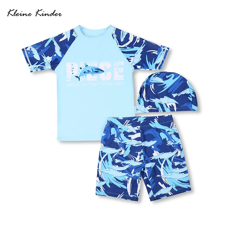 Swimsuit Kids Boy Anti UV Kids Swimwear Long Sleeve 3-Piece Children Swimming Bathing Suit Rash Guard UPF50 Surf Beach Clothes