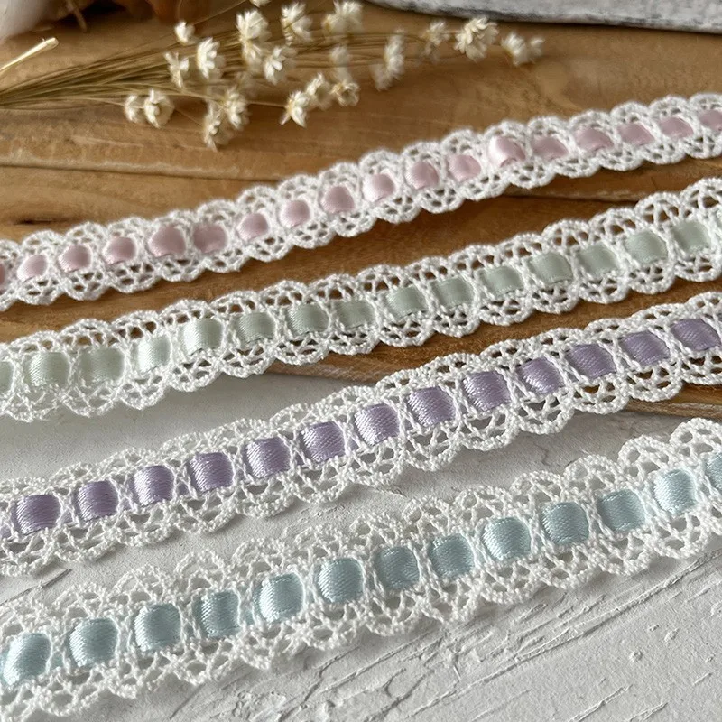 

3 Meters White Hollow Out Colored Satin Lace Clothing Accessories Collar and Cuff Decoration Handmade Do It Yourself Materials