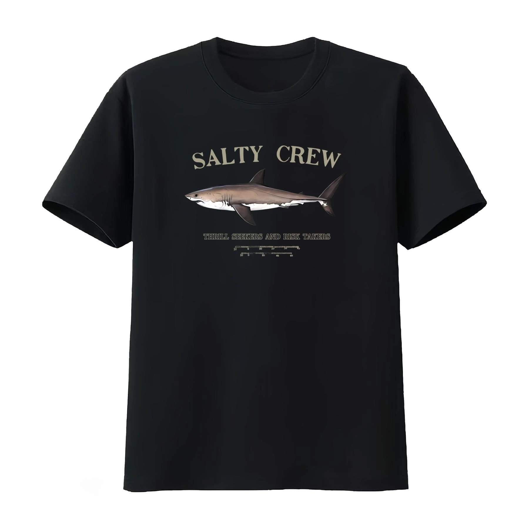Camiseta Masculina Salty Crew Thrill Seekers and Risk Takers com Estampa de Tubarão, Roupa Masculina Estilosa com Gráficos, Camiseta Feminina Verão 2026