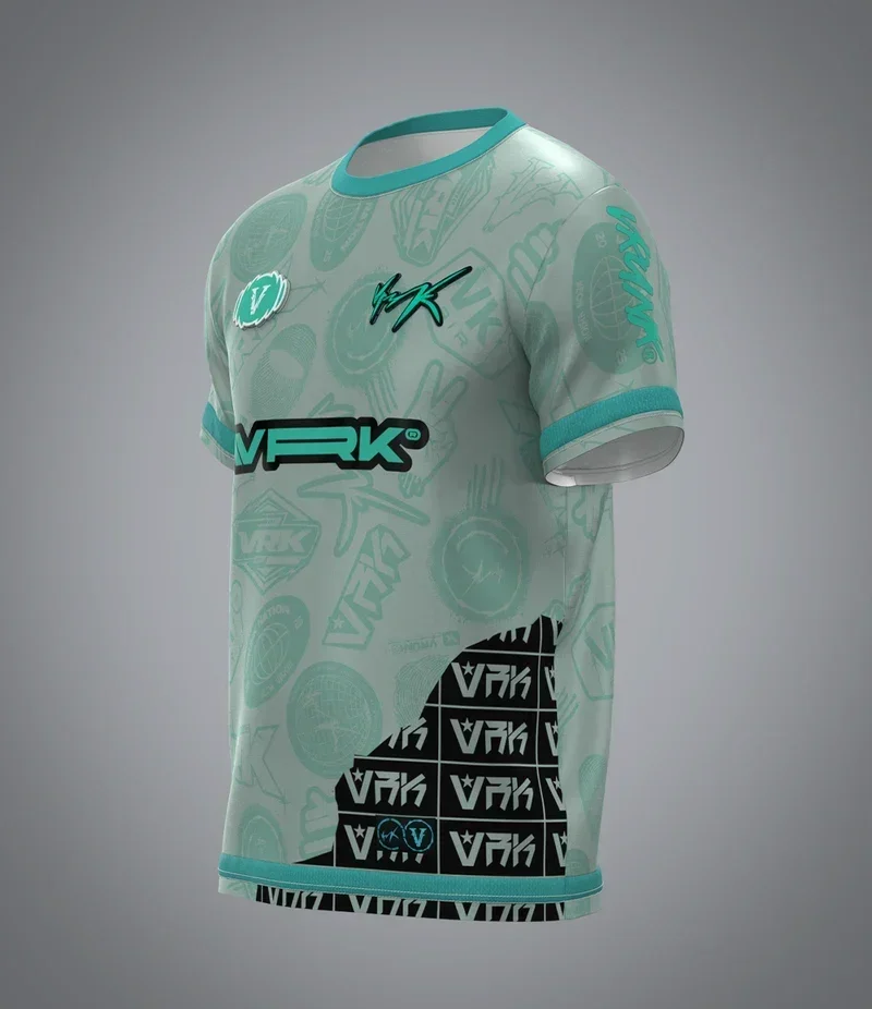 VRUNK Herren-T-Shirt mit lockerem Schnitt, atmungsaktivem Material, feuchtigkeitsableitenden Eigenschaften, kurzen Ärmeln und Rundhalsausschnitt, versehen mit einem stilvollen 3D-Druck. – Detail 3