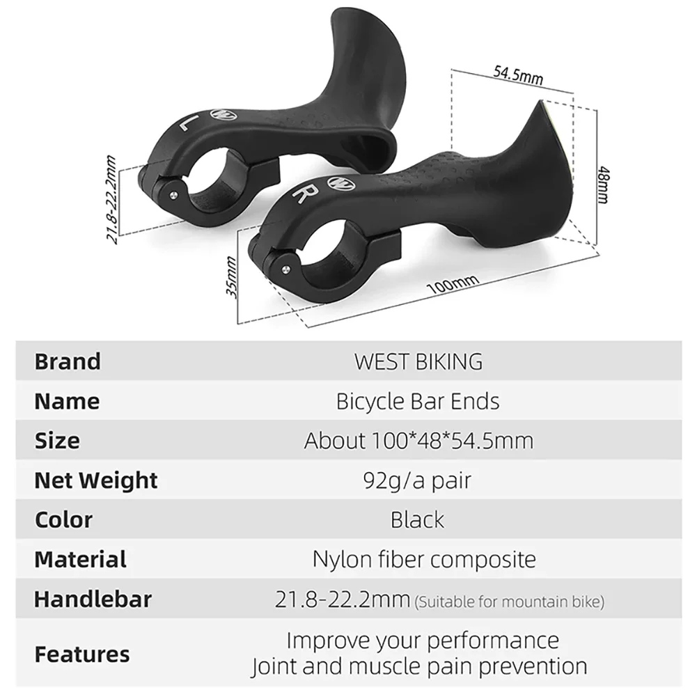 Bicycle Handlebar Bar Ends Ergonomic Design MTB Bicycle Inner Bar Ends Fluorescent Design Universal for Most Bike MTB Road Bike