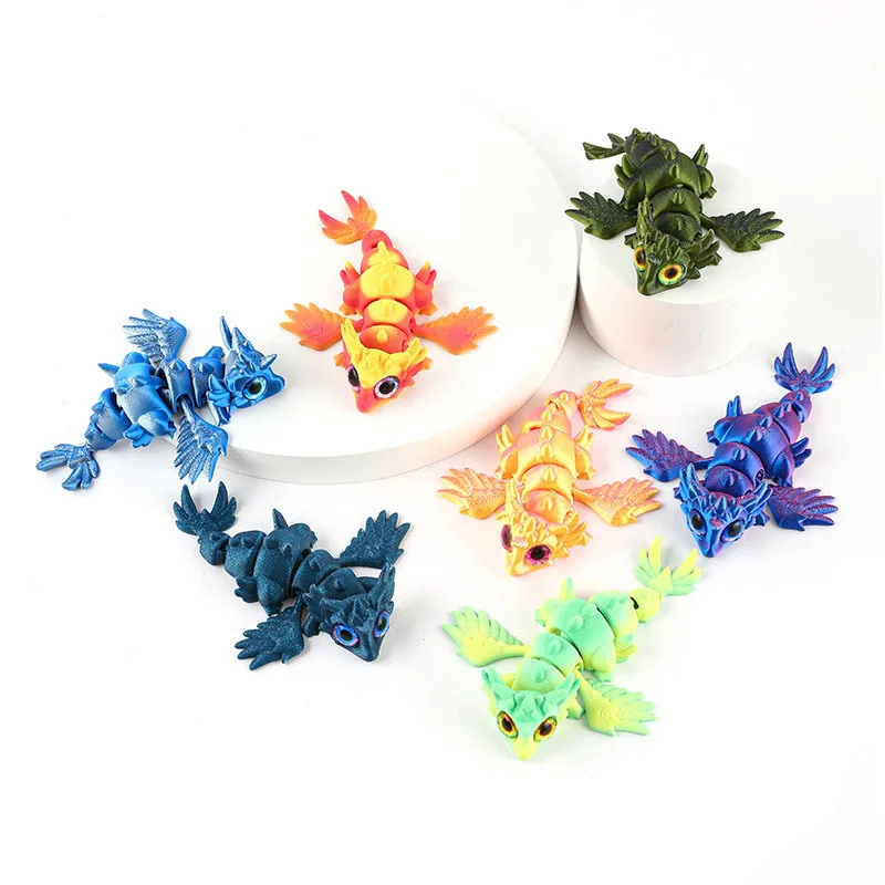 ثلاثية الأبعاد مطبوعة التنين سطح المكتب زخرفة ثلاثية الأبعاد مطبوعة مجموعة من الحركة الحيوانات غرفة المعيشة المنزل مكتب الحرفية المطبوعة هدايا عيد الميلاد #3