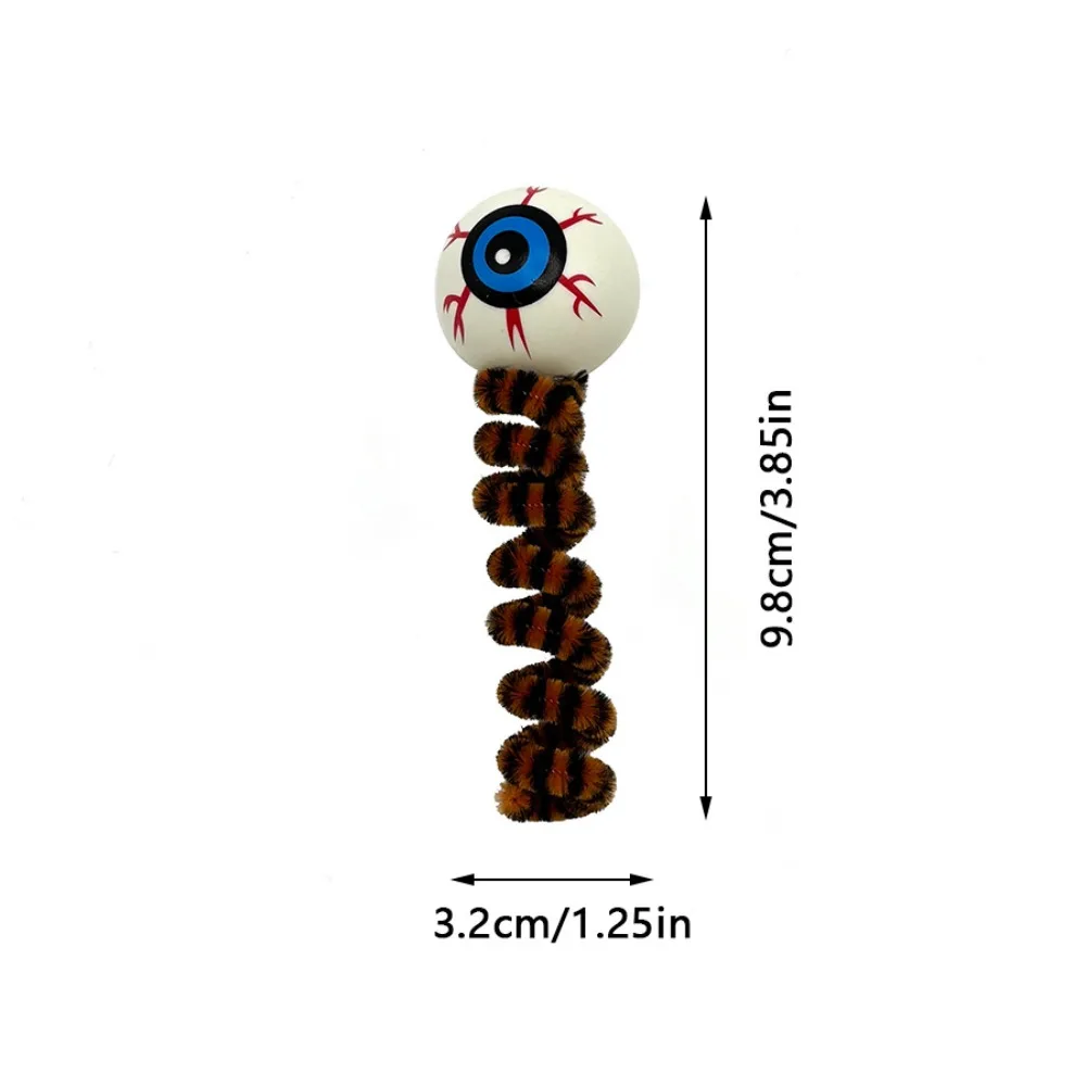 Creative Bite Resistant Halloween Cat Toys Spiral Yarn Eyeball Spring Toy with Plush Ball Cat Coil Toy Relieve Boredom