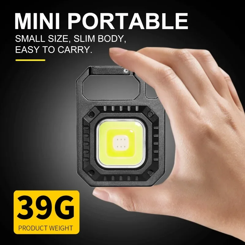 Multifunctional Keychain Light Bright Flashlight COB 7 Modes Diimming Camping Torch Outdoor Emergency Lamp For Fishing Hiking