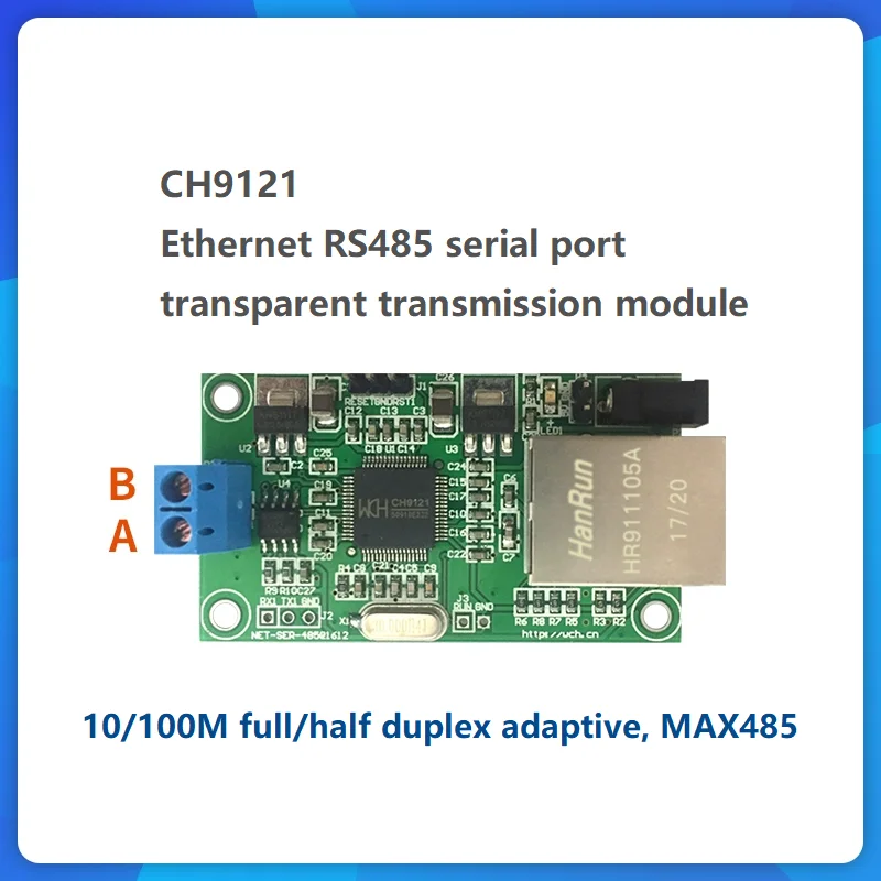 Módulo de transmisión transparente, conmutador automático de línea MDIX, Ethernet a RS485 RS232, CH9121, 10/100M