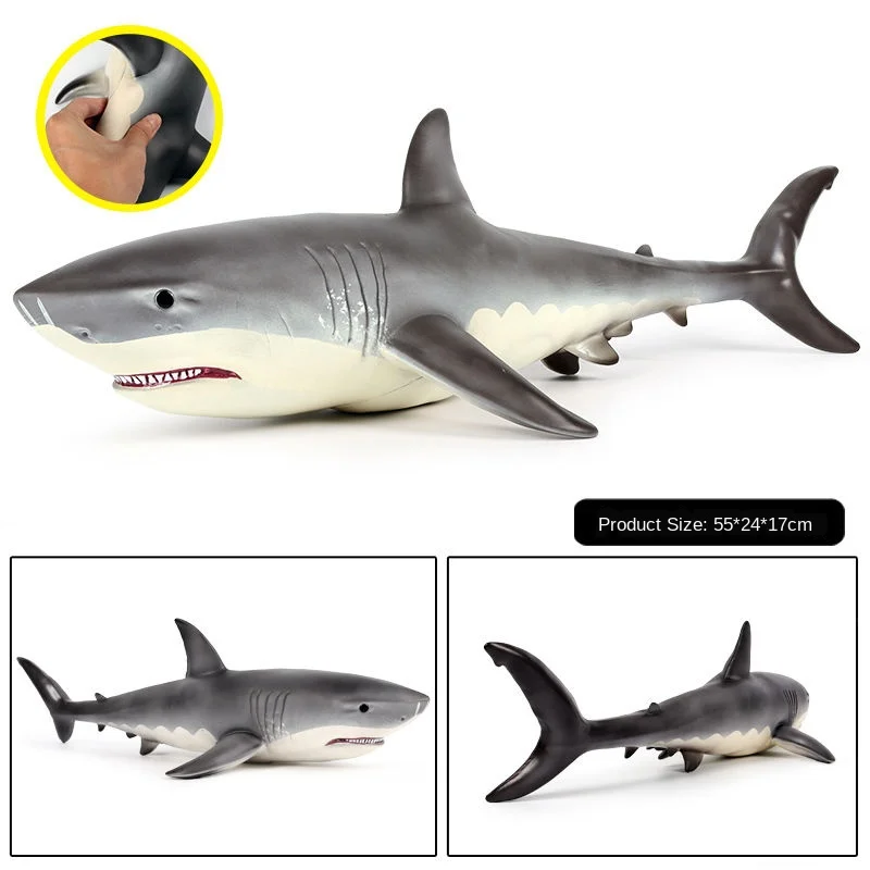 55x24x17cm grande vida marinha macio grande tubarão branco modelo figuras de ação animais do oceano grande tubarão coleção brinquedo para o presente do miúdo