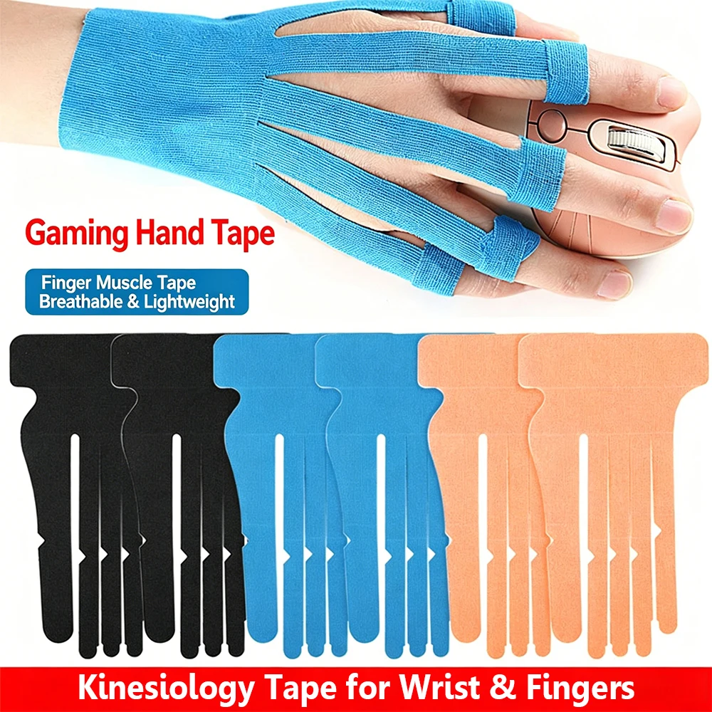 5/10/15Pcs Precut Kinesiology Tape for Wrist & Fingers, Original Cotton Athletic Tape,Durable Fingers Support Gaming Hand Patch