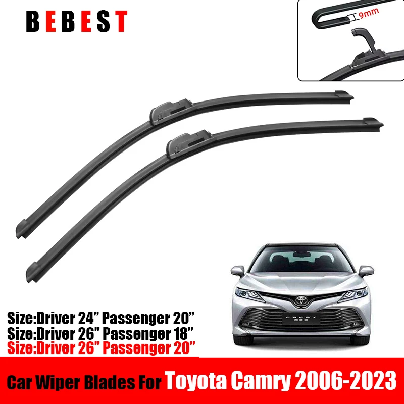 2 قطعة ممسحة السيارة لتويوتا كامري XV40 XV50 XV70 الزجاج الأمامي الجبهة ممسحة شفرات فرش وملحقاتها 2006-2023 2020 2021 2022