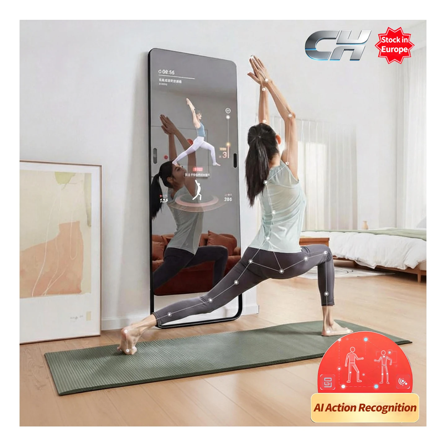 

Yoga/Pilates Sport Intelligent Gym Workout Fitness Smart Magic Mirror Interactive Floor Stand Exercise Correction Touch Screen