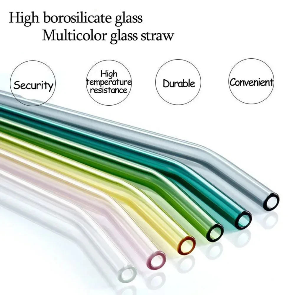 Reusable Glass Straws 2/4/6/8PCs Drinking Straw High Borosilicate Smoothie Cocktails Straw Glass Tube Bar Drinkware