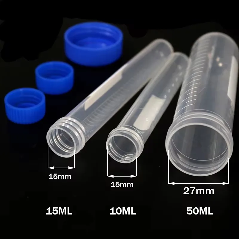 Laboratory Sample Screw Round Bottom Plastic Test Tube Ep Tube with Scale Screw Cap Centrifuge Tube 50ML/15ML/10ML