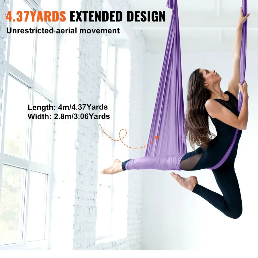 Hamaca aérea para Yoga, columpio, Kit de iniciación de Yoga de 4,4 yardas con tela de nailon de 100gsm, Hardware de aparejo completo y guía de fácil configuración Antig