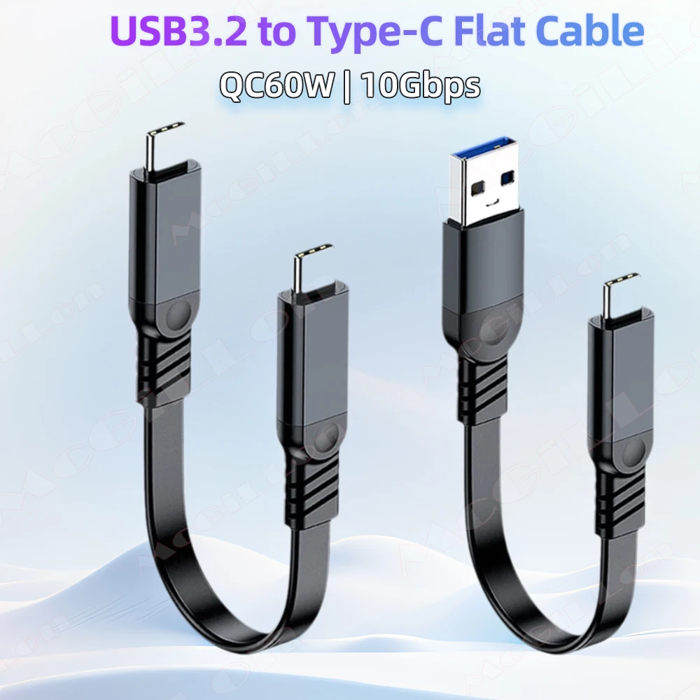 

10Gbps Short Cable USB3.2 PD 60W USB C to C Cable Converter OTG Charging USB A to Type C Portable Data Cable for SSD Power Bank