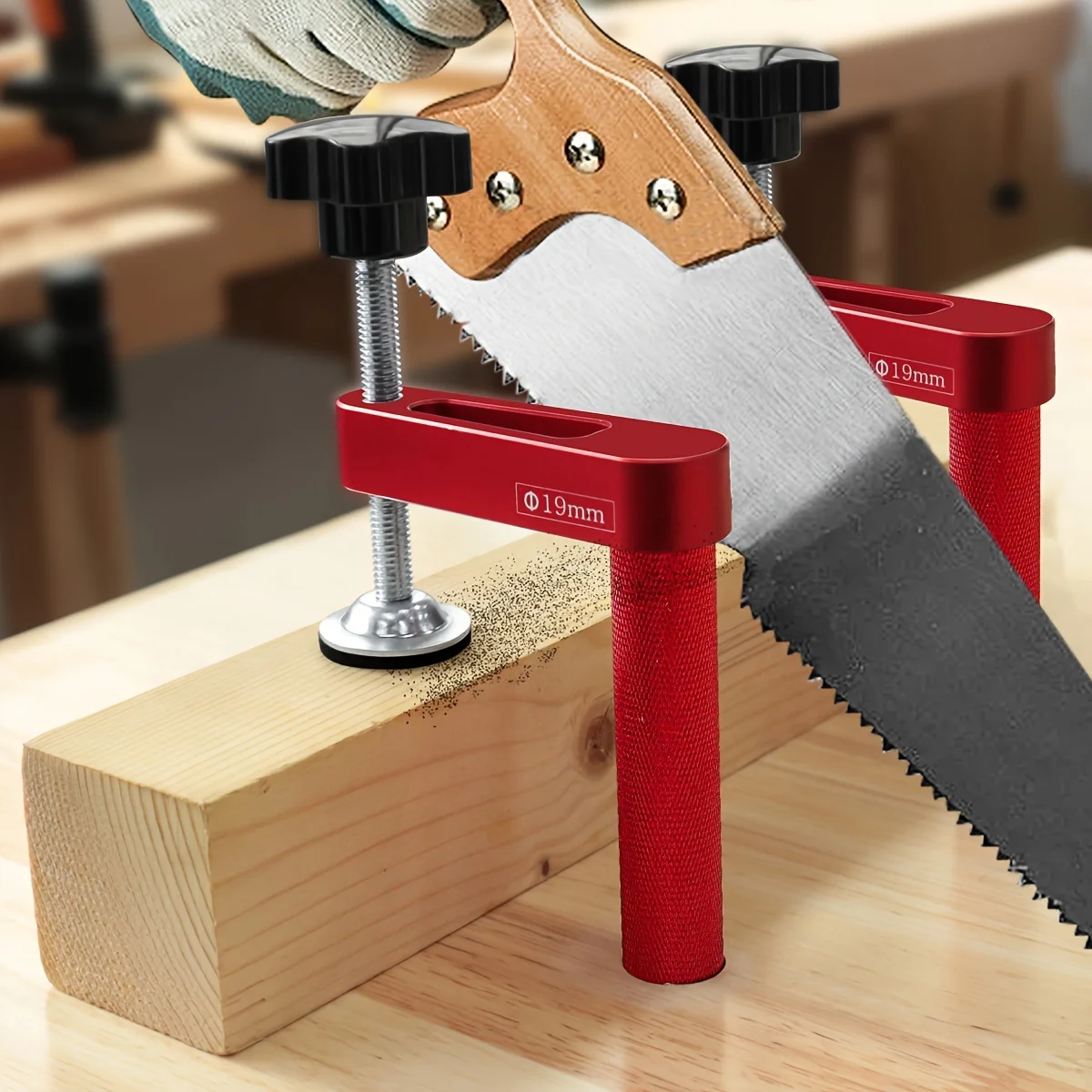 1pc 19mm/20mm Dog Hole Clamp Woodworking Benchtop Bench Dog Clamp Aluminum Alloy (3/4in and 0.79in) Fixed Clip