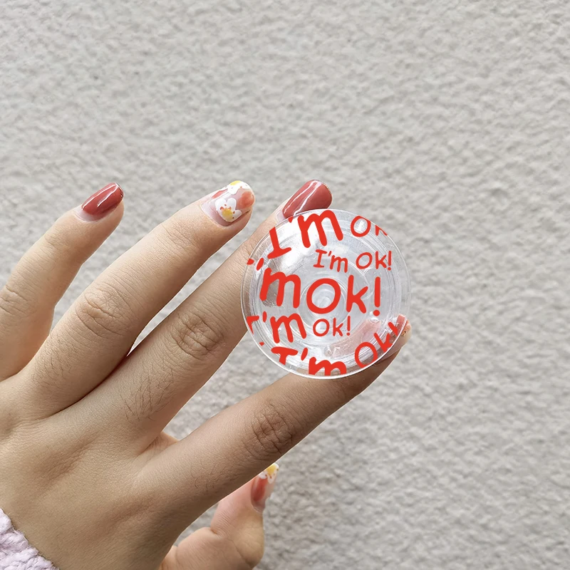 حامل قبضة هاتف محمول قابل للطي ، حامل جريبتوك شفاف ، مطبوع عليه رسالة مضحكة ، مناسب لهاتف آيفون 15 ، وسامسونج ، وهاواوي ، إنز ، وكورية #3