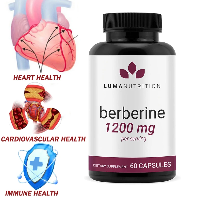 Natural Berberine Supplement - Berberine HCI Capsules for Energy, Heart Health, Immunity, Cardiovascular Function