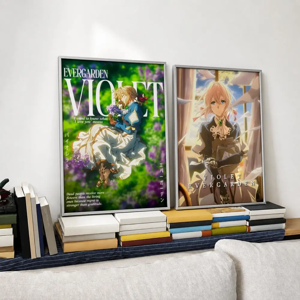Anime Violet Evergarden Poster Self‑Adhesive Waterproof PP Poster Coffee House Bar Wall Art Sticker Room Home Decor