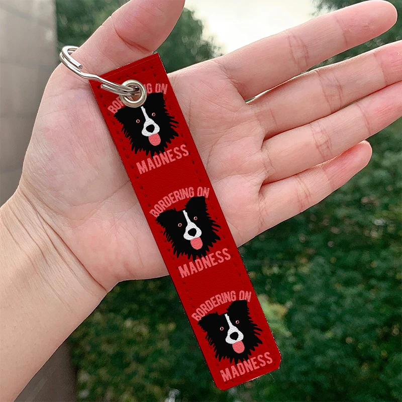 Fashion Border Collie Red Coat Cupcake Dog Keychain Strap Keyrings Hanging Holder Bag Car Wallet Trinket Keychain Hanging