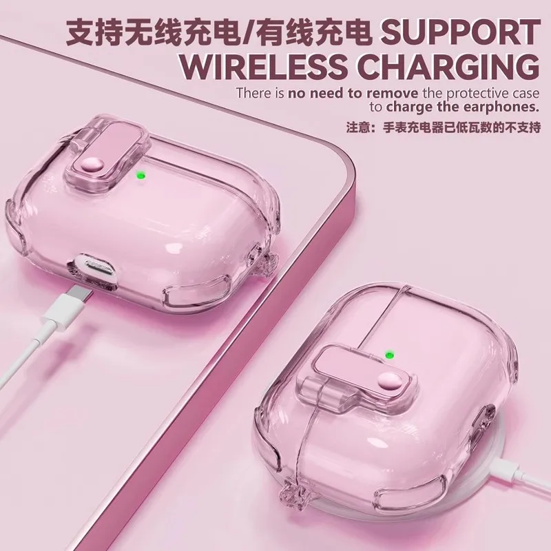 Силиконовый прозрачный чехол для Airpods Pro 2, чехол для Airpods 4, чехол для AirPods 3, беспроводной защитный чехол для наушников с автоматическим отскоком