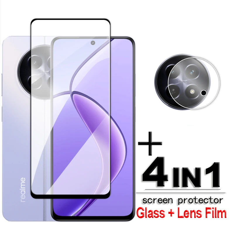 

For Realme 12 5G Glass For Realme 12 Tempered Glass 6.72 inch 2.5D Full Cover Glue HD Screen Protector For Realme 12 Lens Film