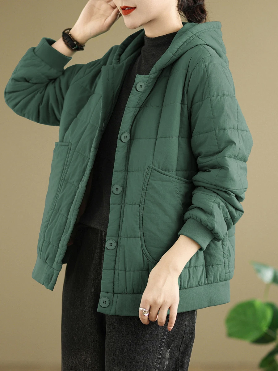 

Korean Japanese High-End Hooded Thiened Cotton Jaet Women's Large Size Faionable Casual Warm Cotton Coat Outerwear