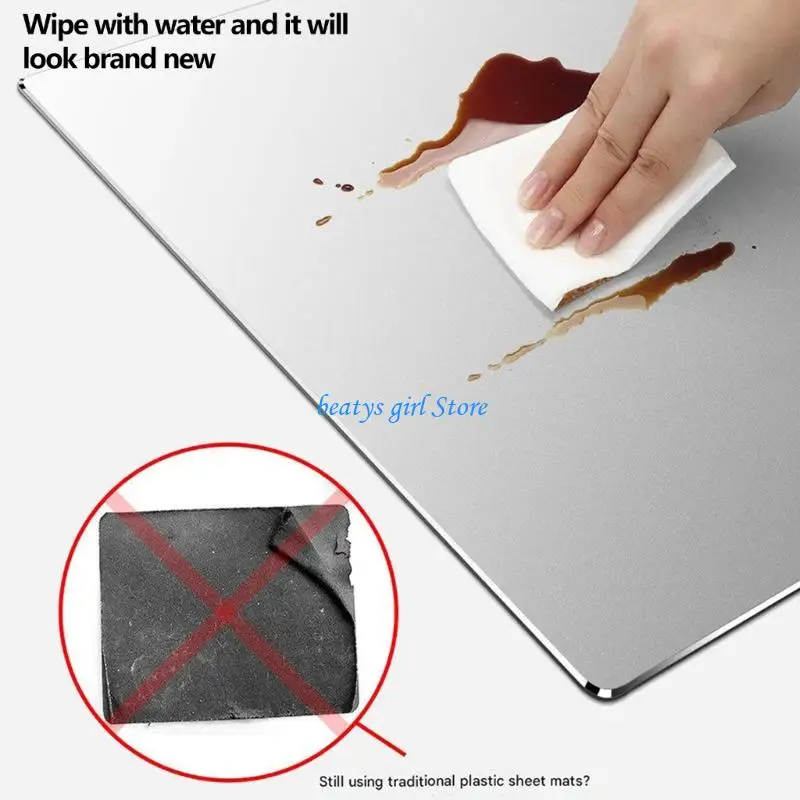 

C7AB Hard Silver Metal Aluminum Mouse Pad Mat Smooth Thin Double Side