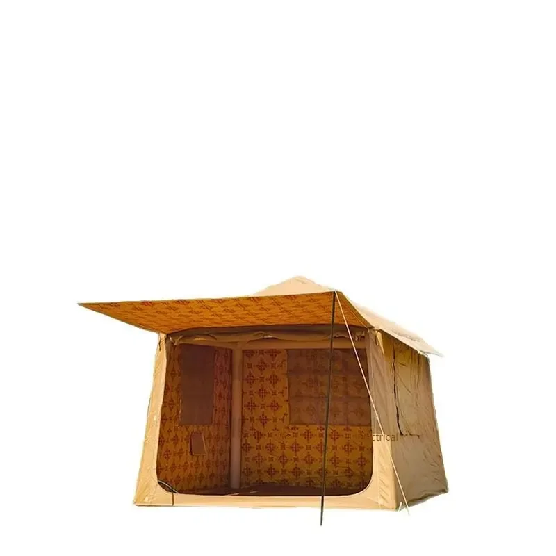 Outdoor Four-Season Double Layer Inflatable Tent PVC Windproof Sunproof Rainproof Quick Automatic Opening for Family Camping