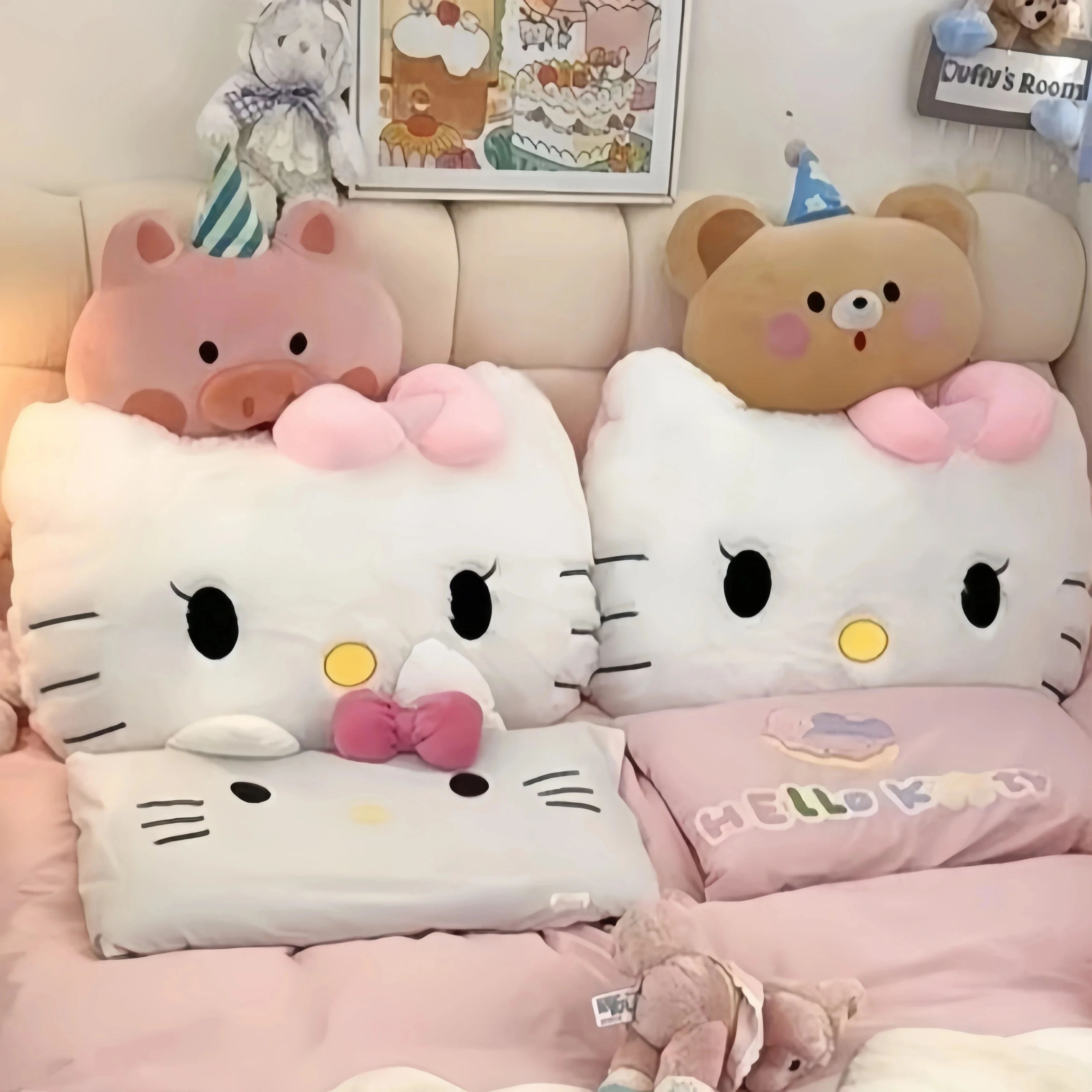 特大サイズ サンリオ ハローキティ 背もたれクッション ぬいぐるみ アニメ ソファベッド 白猫枕 抱き枕 ハローキティぬいぐるみ ホームデコレーション ギフト