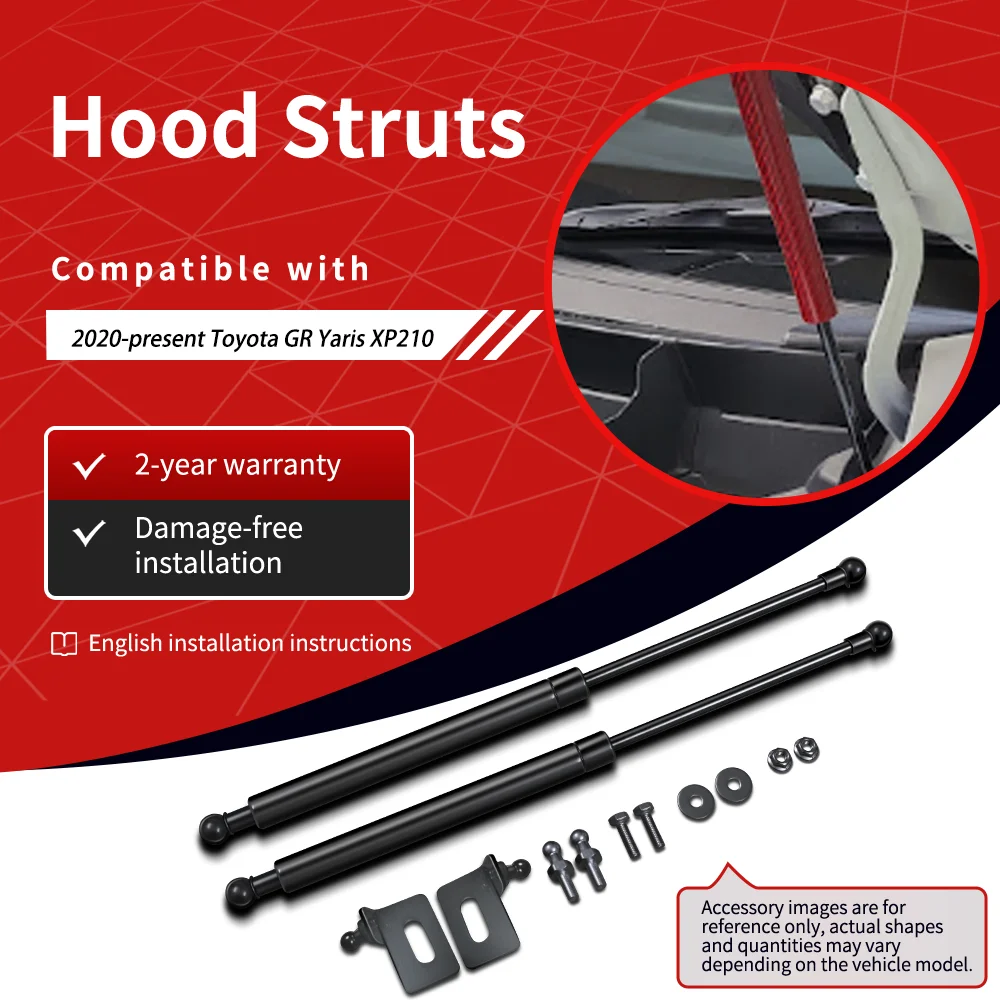 SEMTAY Hood Struts Compatible with 2020-present Toyota GR Yaris XP210 Bonnet Lift Support spring Shocks Damper