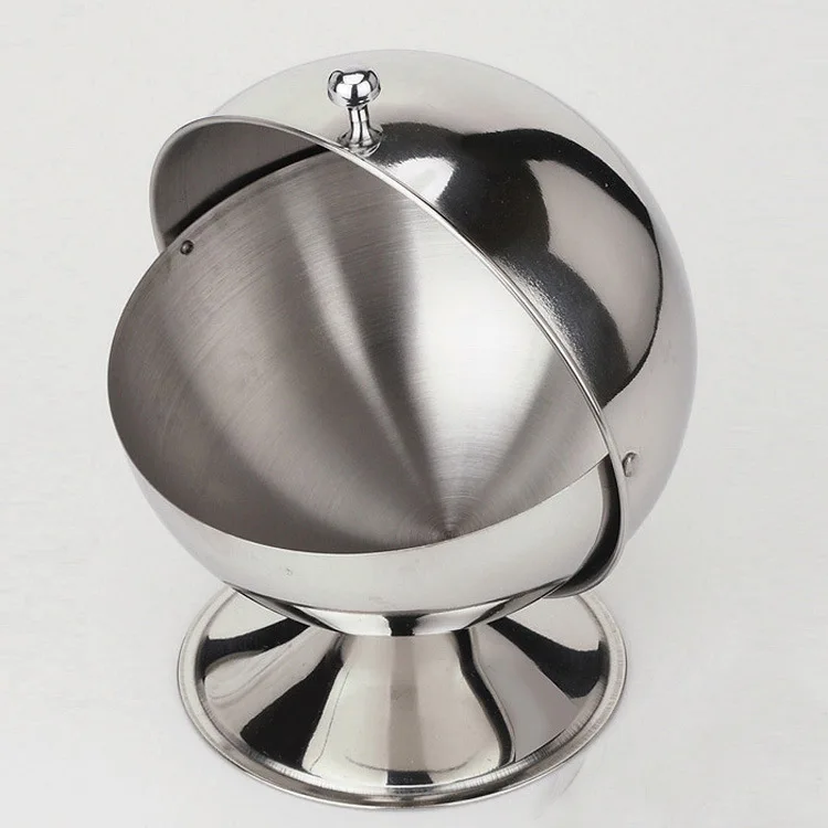 2pcs stainless steel salt cans, seasoning cans, sugar cups, vinegar cans, spherical coffee storage, rotating seasoning boxes