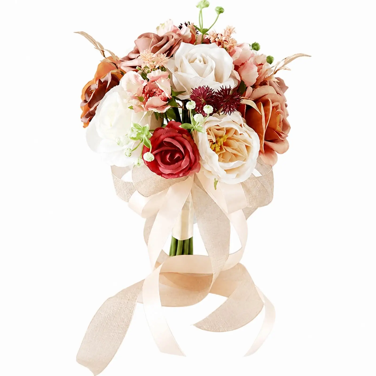 Romantic Silk Rose Bridal Bouquet Lightweight Carry for Bridal Shoot Event Decor