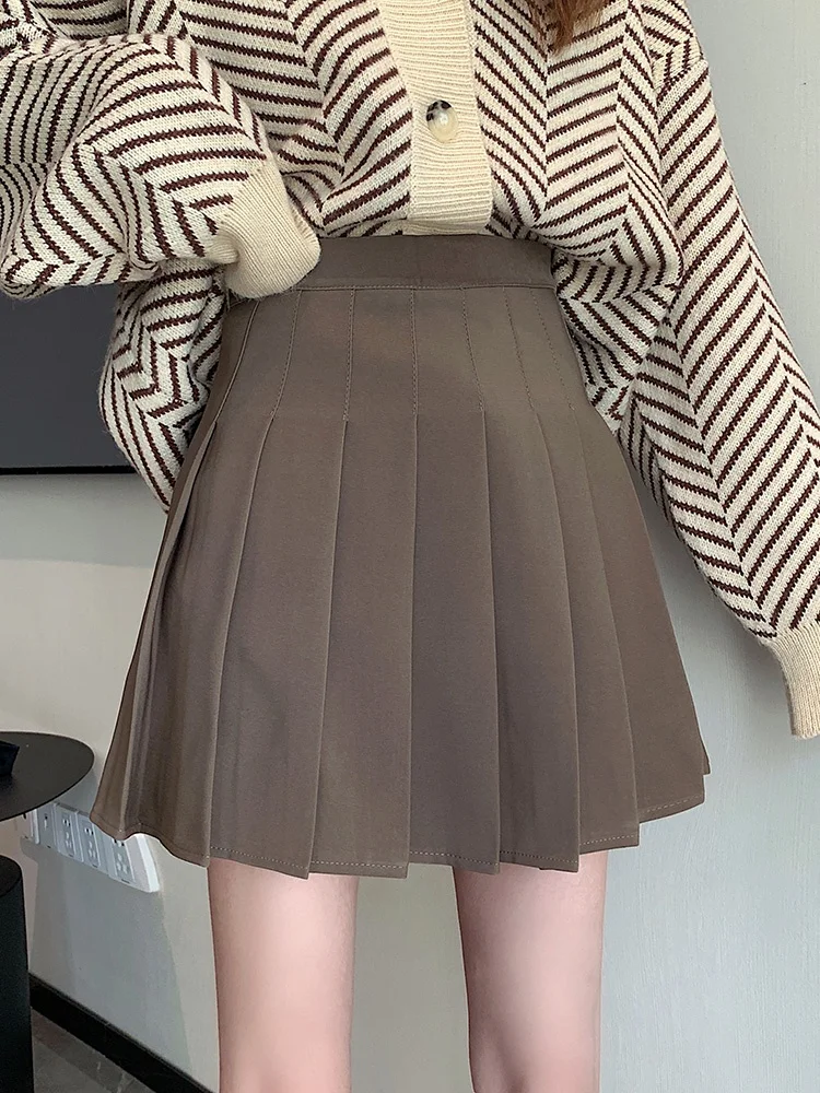 

Юбка А-силуэта с высокой талией, плиссированная, в клетку, утягивающая, модная, женская, новинка 2026 года, короткая юбка