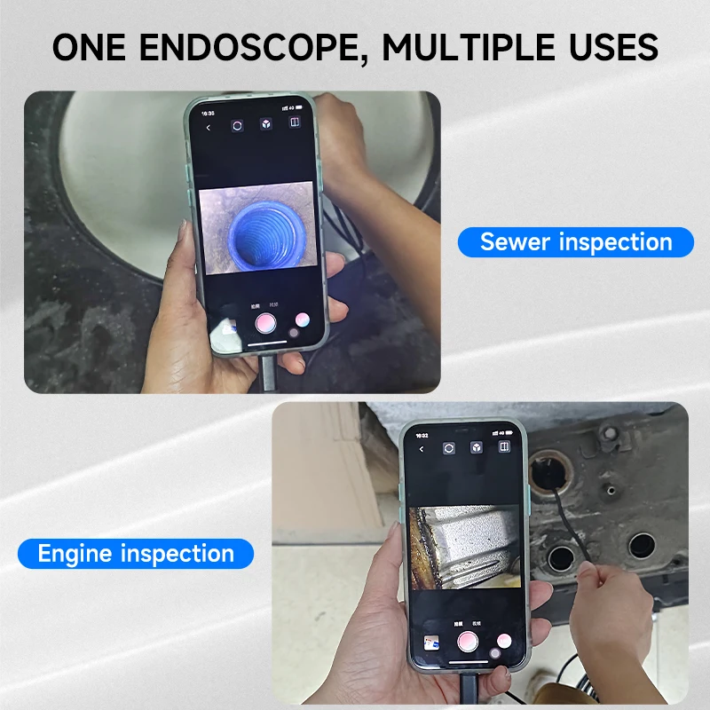 TYPE-C Dual Endoscope Direct Connect with IPhone Android Phones HD1080P 3IN1 USB Pipe Inspection Borescope Camera Waterproof LED