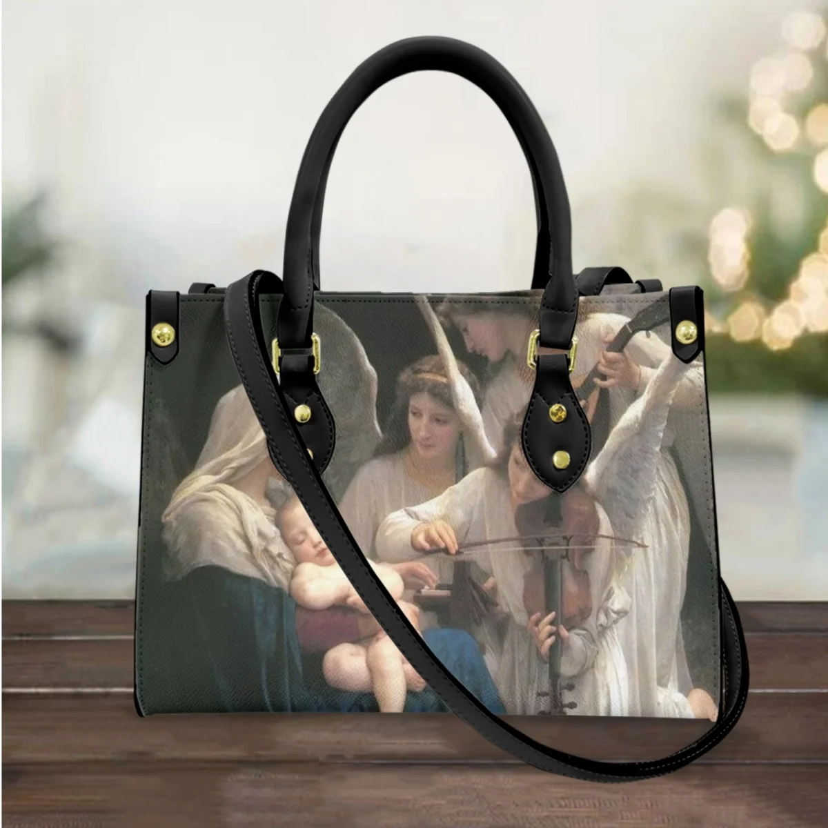 

FORUDESIGNS Women Handbags Sacred Saintess Print Top-Handle Leather Messenger Bag Casual Small Totes Bag Gift High Quality