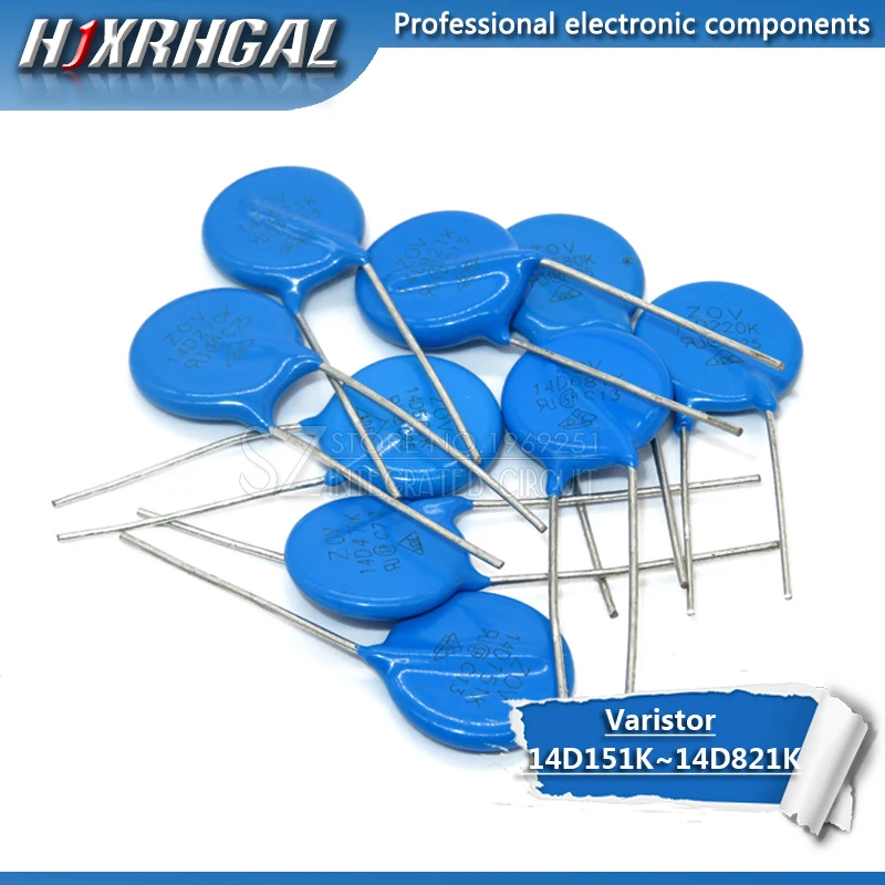 10PCS Varistor 14D151K 14D201K 14D220K 14D221K 14D270K 14D431K 14D470K 14D471K 14D561K 14D621K 14D680K piezoresistor hjxrhgal