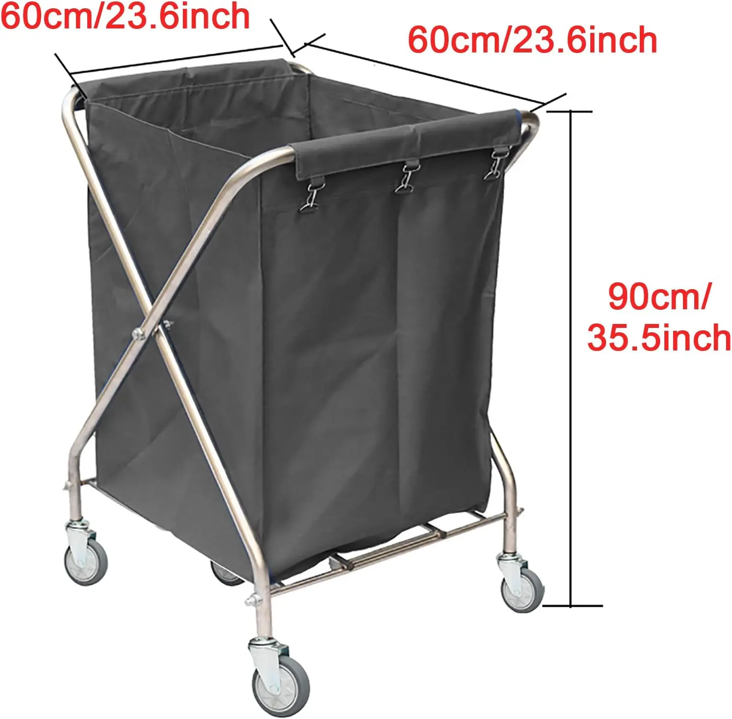 Heavy-Du Folding Laundry Cart with Locking Wheels Portable Laundry Basket for Cleaning Service Ideal for Hotels Catering and Hom