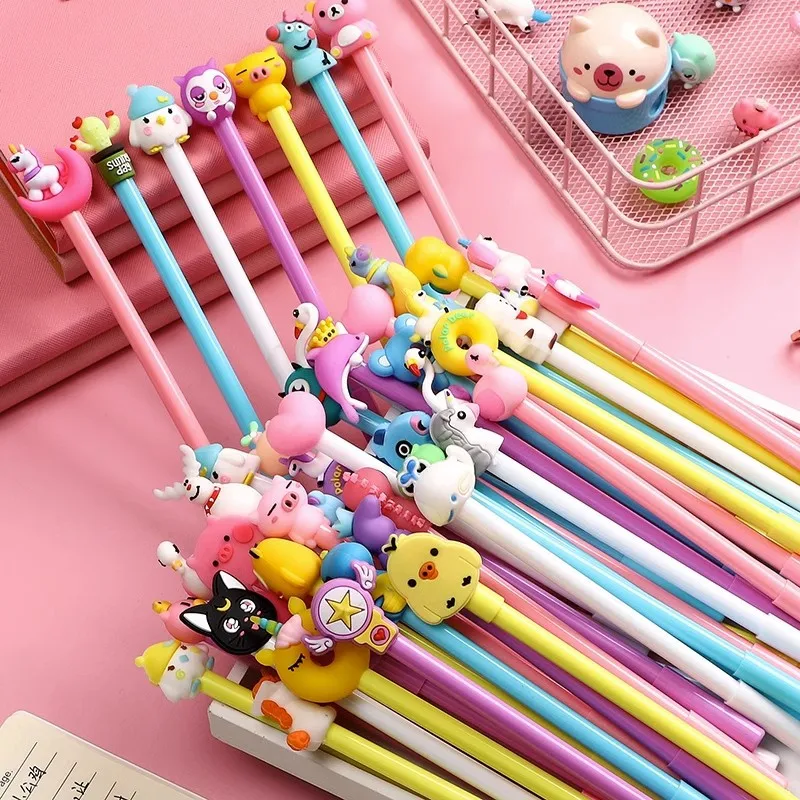 100 Pcs Cartoon Neutral Pen Creative Gel Pens Set Replaceable Refill Learning Supplies Office Stationery Cute Writing Tools